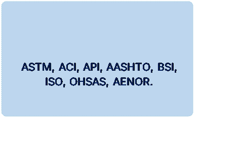 Rectngulo redondeado: Normativa

ASTM, ACI, API, AASHTO, BSI, ISO, OHSAS, AENOR.
